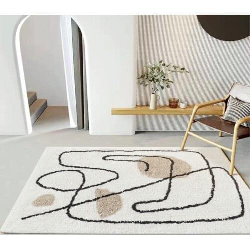 Simple Line Carpet Nordic Modern Soft Plush Rug for Bedroom Bedside Blanket Large Living Room Carpet Thick Study Room Rug Carpet