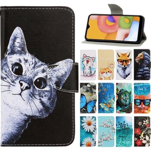 Leather Flip Case on For Samsung Galaxy A01 Case na for Samsung A01 Cover Galaxy A 01 A015F Funda Wallet Card Slots Phone Case