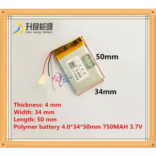 3 wire 403450 043450 3.7V 750mah Lithium polymer Battery with Protection Board For MP3 MP4 GPS Digital Products