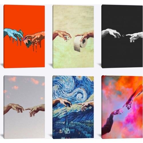 Michelangelo Creation of Adam Painting wooden framed wall Art Frame Canvas for Living room bedroom study dorm decoration prints