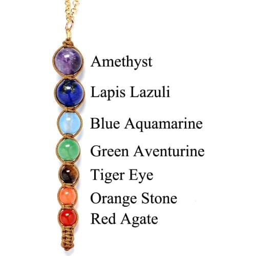 Multicolor Lava 7 Chakra Healing Balance Beads Necklace Women Necklaces & Pendants Reiki Spiritual Yoga Jewelry Pendant Necklace