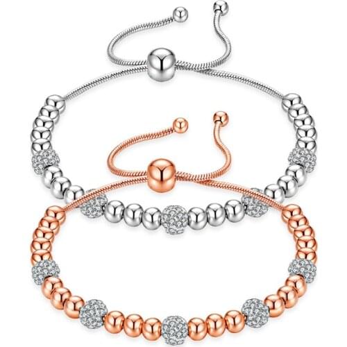 Fashion Charm Bead Bangle Bracelets For Women Adjustable Cubic Zirconia Snake Chain Wedding party Jewelry gift Top Quality