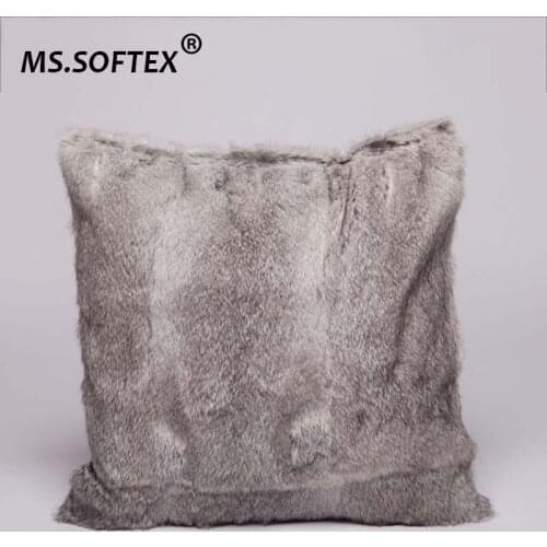 MS.Softex Real Rabbit Fur Cushion Cover Wholeskins Rabbit Fur Pillow Case Natural Fur Pillow Cover Home Decoration FREE SHIPPING