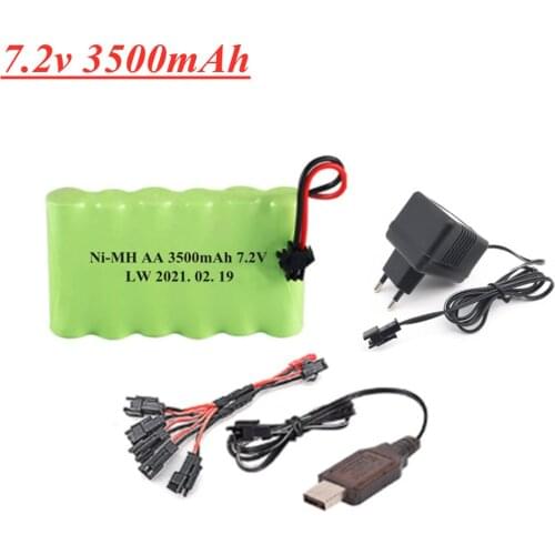 M model NIMH Battery 7.2V 3500mah Battery with Charger set For Rc Toy Cars Boats Guns Ni-MH AA 3000mah 7.2v Rechargeable Battery