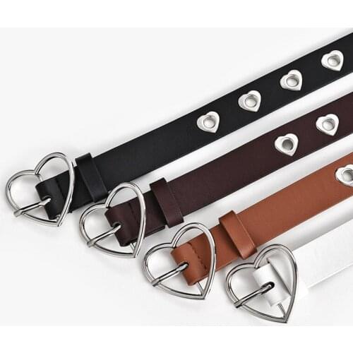 New Womens Love Buckle Love Hole Belt Womens Pants with Adjustable Belt Dress Party Jeans Eyelet Buttonhole Leather Belt Gift