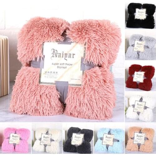 Faux Fur Blanket Fluffy Shaggy Sofa Blankets Bed Bedspread Beige White Warm Bedding Sheet Cozy Blankets
