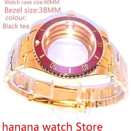 Suitable for NH35 36 Mingzhu2813 Miyata self-winding 40mm transparent back gold box series, with rotating tan glass bezel