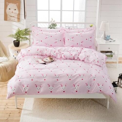 Pink Duvet Cover 220x240 Pillowcase 3Pcs,Child Quilt Cover,Cartoon white rabbit Bed Cover,Blanket Cover King Size Bedding Set