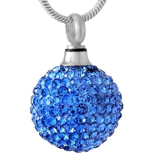 IJD8865 Multicolor Crystal Ball Cremation Keepsake Pendant for Ashes Urns for Cinderella Memorial Necklace Unisex Jewelry