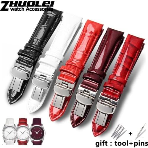 High quality genuine leather watchband For T035 wristband womens curved end straps 18mm fashion bracelet