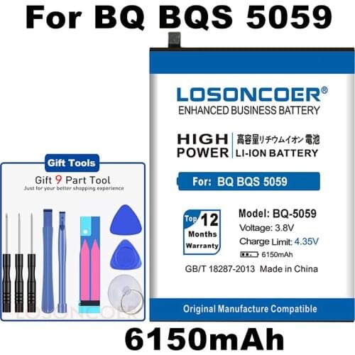LOSONCOER 6150mAh BQ-5059 Replacement Batteries For BQ BQS-5059 BQS 5059 Smart Phone Battery+Quick Arrive