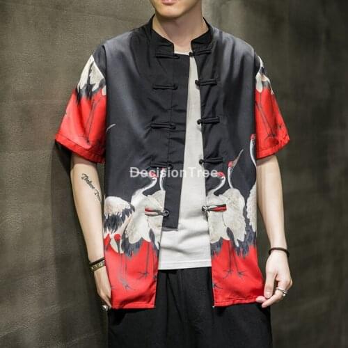 2021 men chinese traditional clothing tang suit cotton linen tee shirt male oriental loose blouse tops kung fu zen tea shirts