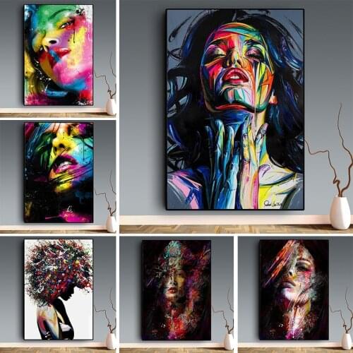 Street Graffiti Art Abstract Pop Art Girls Watercolor Canvas Painting Posters and Prints Wall Art Pictures for Home Decoration