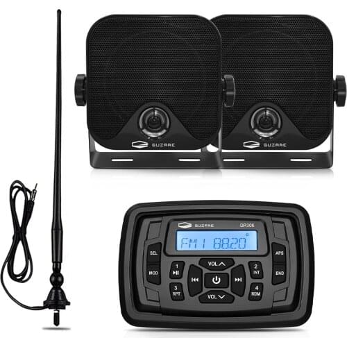 Waterproof Marine Audio Radio Stereo Bluetooth Receiver Car MP3 Player For ATV Yacht Motorcycle+4" Marine Speaker+FM AM Antenna