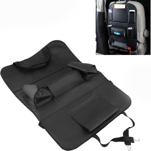 1 PCS Leather Car Seat Back Organizer Storage Bag Phone Cup Tablet Holder Protector for Kids Car Storage
