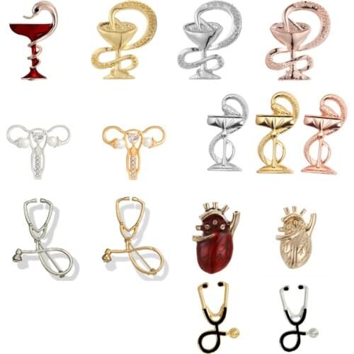 1pcs Snake Cup Enamel Doctor Nurse Brooch Pin Men Women Denim Jackets Collar Badge Pin Button Brooches Bag Accessories