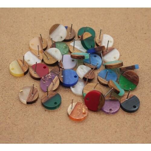 2/4/6pairs Vintage Natural Wooden Earring Connector Findings Resin Earrings Base Accessory Diy Stud Earing Charms Jewelry Make