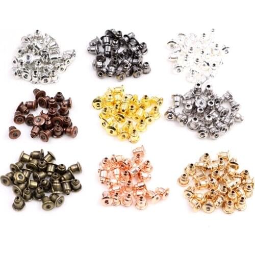 200pcs High Quality bullet Earring Backs Classic 8 Colors Plated Metal Earring Back Plug Earring Settings Base Ear Studs Back