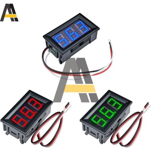 3 Wires 0.28'' / 0.56" LED Digital Voltmeter Voltage Meter Car Motorcycle Volt Tester Detector DC 0-100V Capacity Monitor