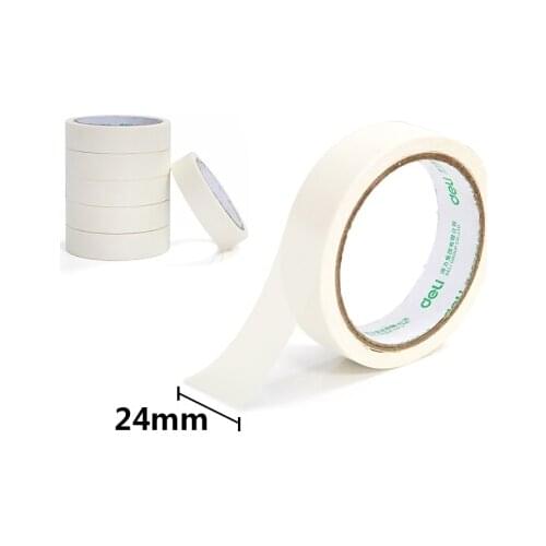 6Pcs Deli 30670 18M 24mm Long Masking Tape Beige Color Car Spraying Single Side Adhesive Tape Oil Painting Sketch Wholesale