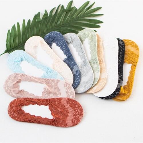 8 Pairs Sweet Cotton Bottom Invisible Lace Womens Boat Socks One Size Summer Ultra-Thin Mesh Breathable Ankle Socks