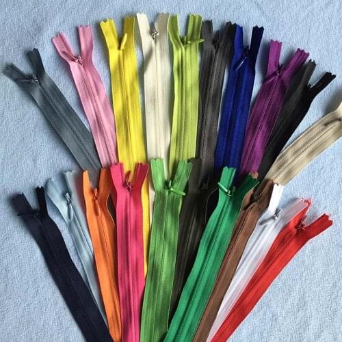 8pcs 28cm 3# Invisible Nylon Zipper Black White Beige Grey Coil Zippers Zip for Sewing Jacket Bag Clothes Tailoring Accessories