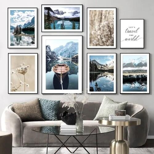 Alps Snow Mountain Lake Forest Dandelion Wall Art Canvas Painting Nordic Posters And Prints Wall Pictures For Living Room Decor