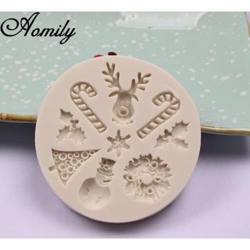 Aomily DIY Christmas 3D Decorating Cake Chocolate Mold Silicone Candy Jely Pudding Mold Sugar Fondant Baking Decorating Bakeware