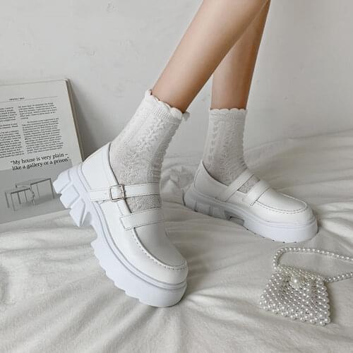 White Women Shoes Japanese Style Lolita Shoes Women Vintage Soft High Heel Platform shoes College Student Mary Jane shoes