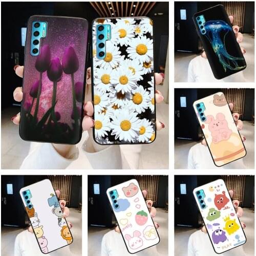 Black Case For Boy Phone Case For TCL 20 Pro 5G Anti-dust Glitter TPU Shockproof Cute Silicone