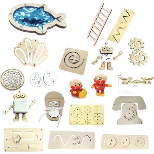 Children Busy Board Accessories DIY Wood Toy Montessori Material For Basic Skills Learning Early Education Sensory Activity Toys