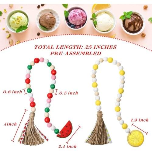 Baby DIY Tassel Pendant Decor Wooden Bead String Decors Tassel Beaded String Watermelon Hanging Bead