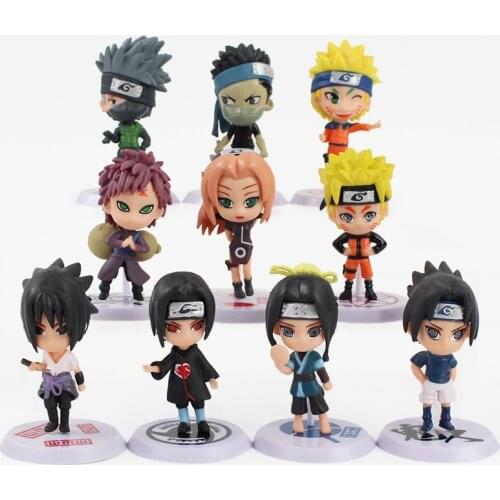 10pcs/Set 6-7cm Naruto Shippuden Anime Kakashi Sasuke Sakura Itachi Gaara Momochi Zabuza Haku Action Figure Model Toys Kids Gift