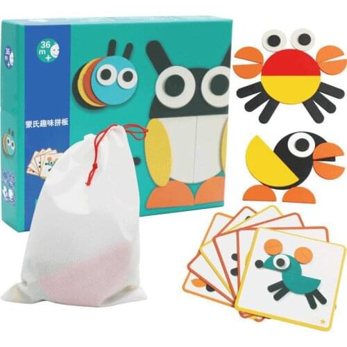 Montessori Early Education Sorting Games Toys Baby Wooden Pattern Animal Jigsaw Puzzle Colorful Tangram Toy Kids Children Gift