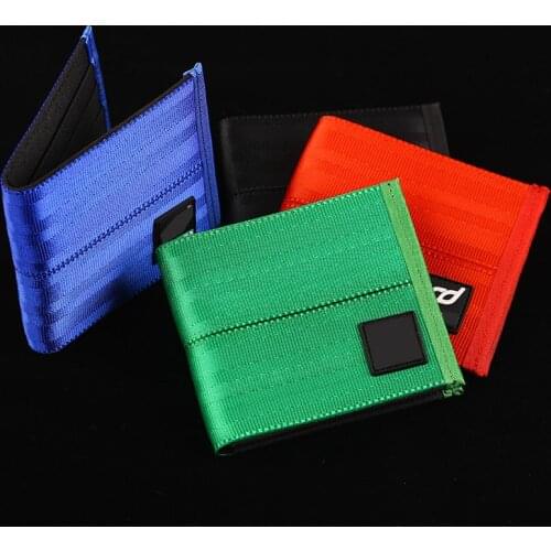 JDM Racing TAK Drift Seat Belt nylon Bilfold mens wallet car leather short wallet Purse key Case