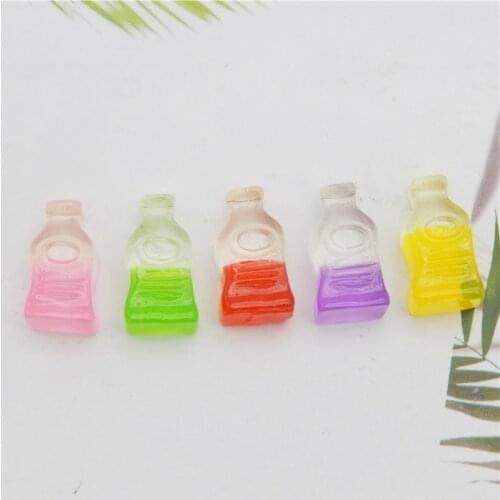 Julie Wang 10PCS Resin Drink Bottle Charms No Nail Random Mixed Two-color Artificial Bottle Pendants Jewelry Making Accessory