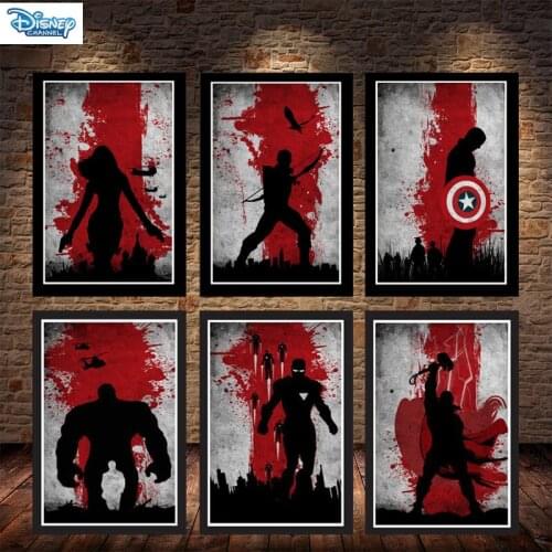 Canvas Painting Marvel Superhero Anime Poster Captain America Iron Man Minimalist Vintage Wall Art for Kids Room Decor