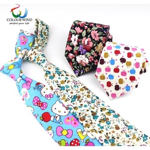 Classic Flower Ties For Men Cotton Carton Floral Neck Tie 8CM Soft Tie Wedding Business Male Gravatas Accessories