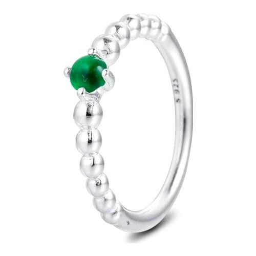 Rainforest Green Beaded Rings 100% 925 Sterling-Silver-Jewelry Free Shipping