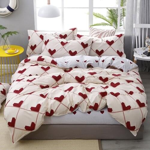 Red Lover Heart Printed Bed Cover Set Kids Boy Duvet Cover Adult Child Bed Sheets And Pillowcases Comforter Bedding Set 61003