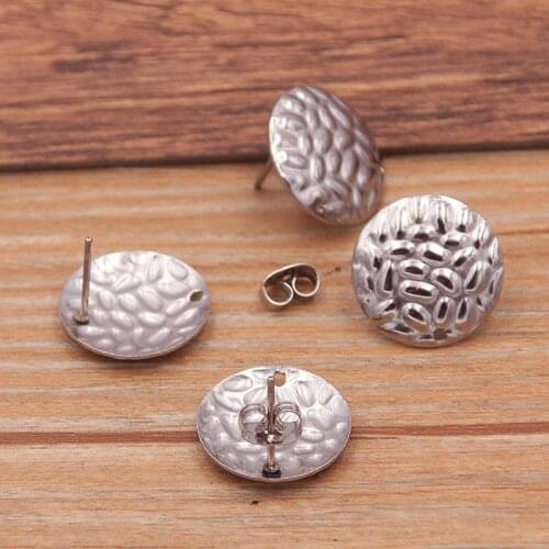 20Pcs 16mm Stainless Steel Round Cabochon+Earmuffs Blanks Diy Post Stud Earrings Base Settings For Jewelry Making