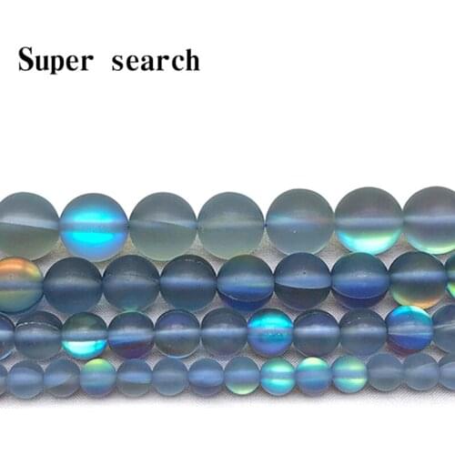 Frosted Matte Grey Blue Austrian Crystal Round Loose Beads For Jewelry Making MoonStone Glitter Diy Bracelets woman6 8 10 12MM