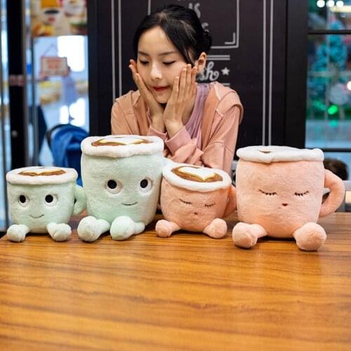 1PC 20/30cm cute Matcha latte coffee cup shaped pillow real-life green tea latte coffee stuffed soft plush toys doll for kids