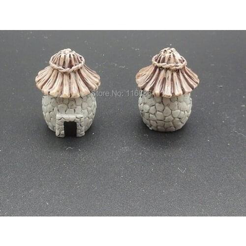 1pcs/lot Resin lovely gray cottage house 23mm Ornaments Micro landscape Ornaments Creative Home Gardening Decorations A005-2