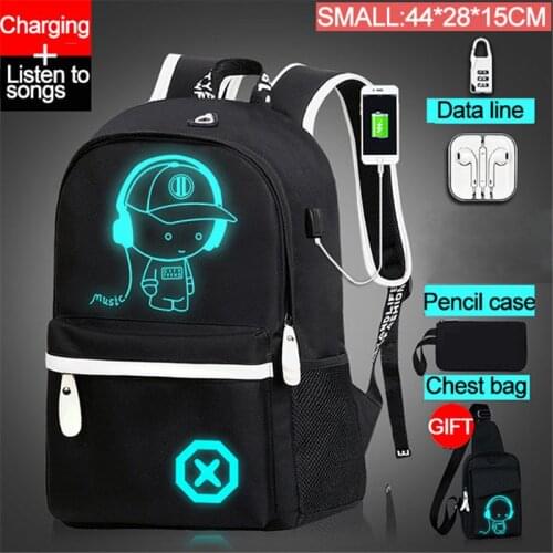 Fashion Backpacks Luminous Animation School Bags For Boy Girl Teenager USB Charge Men Back Pack Anti-theft Laptop Backpack Male