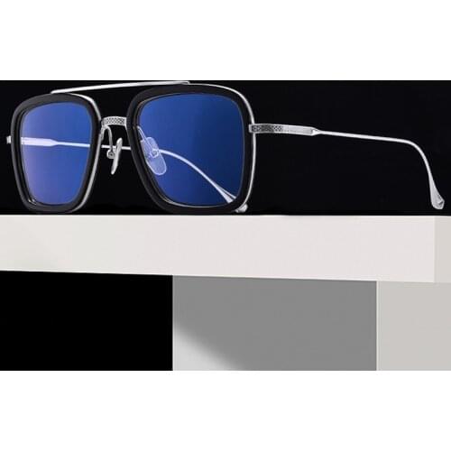 Tony Stark Titanium Glasses Frame Men Square Myopia Prescription Optics Eyeglasses Frame Luxury Brand Acetate Eyewear Flight 006