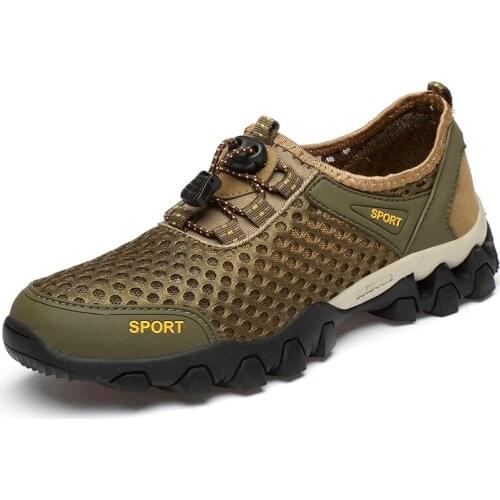 Summer Mens Mesh Hollow Outdoor Casual Shoes Non Slip Wear-Resistant Beach Shoes Swimming Shoes Water Shoes Hiking Shoes 38-46