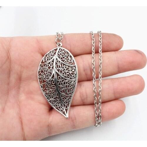 New Fashion Simple Antique Silver 57*31mm Leaf Pendant Necklace , 70cm Chain Long Necklace