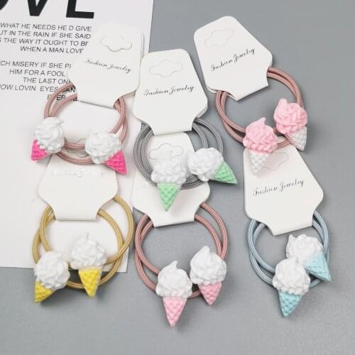 New Summer Kids Ice Cream Hair Ties for Thin Hair Ties Elastic Little Girl Kid Hair Accessories