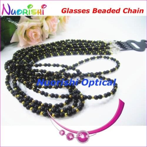 6pcs Nice Black Beaded Steel Wire Rope Eyeglass Sunglasses Eyewear Spectacle Chain Cords Lanyard free shipping L847